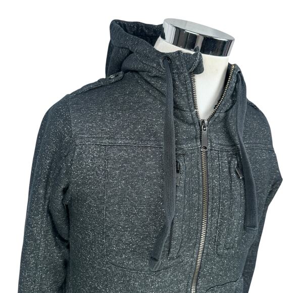 Vintage Fox Sasquatch Sherpa Lined Hoodie Mens Small Gray Speckled Full Zip Y2K - Picture 2 of 12